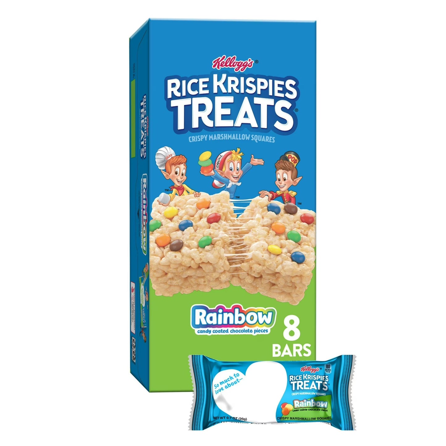 Rice Krispies Treats Rainbow Marshmallow Snack Bars - Pack of 2 (8 Bars per Box)