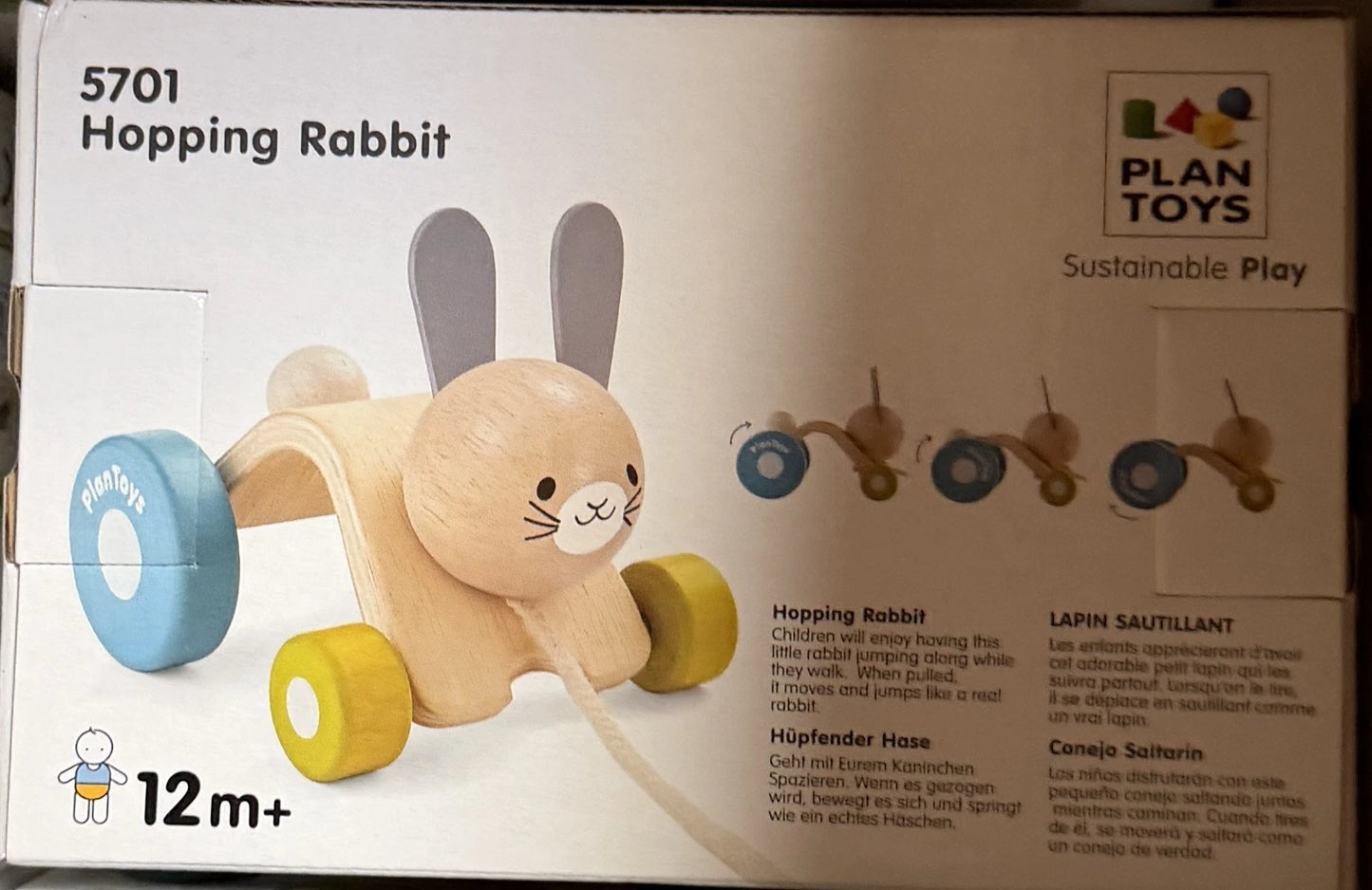 Hopping Rabbit Pull-Along Toy for Toddlers