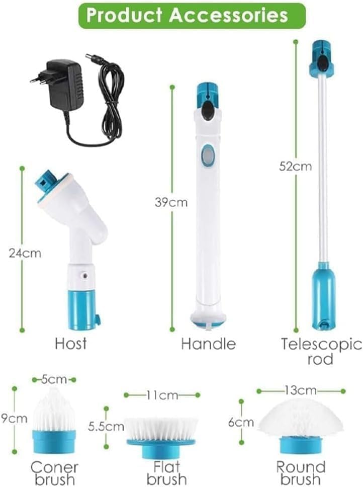 Hurricane Spin Scrubber - Cordless Rechargeable Power Scrubber with 3 Brush Heads