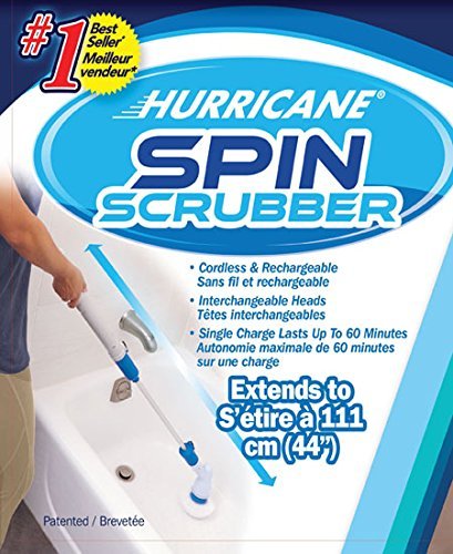 Hurricane Spin Scrubber - Cordless Rechargeable Power Scrubber with 3 Brush Heads